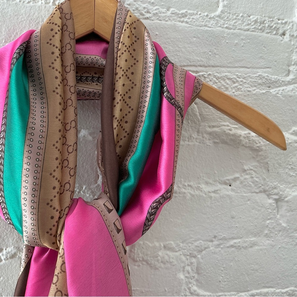 Luxurious Fashion Scarf Colorful Printed Vibrant Silky Long Scarf New - Picture 4 of 12